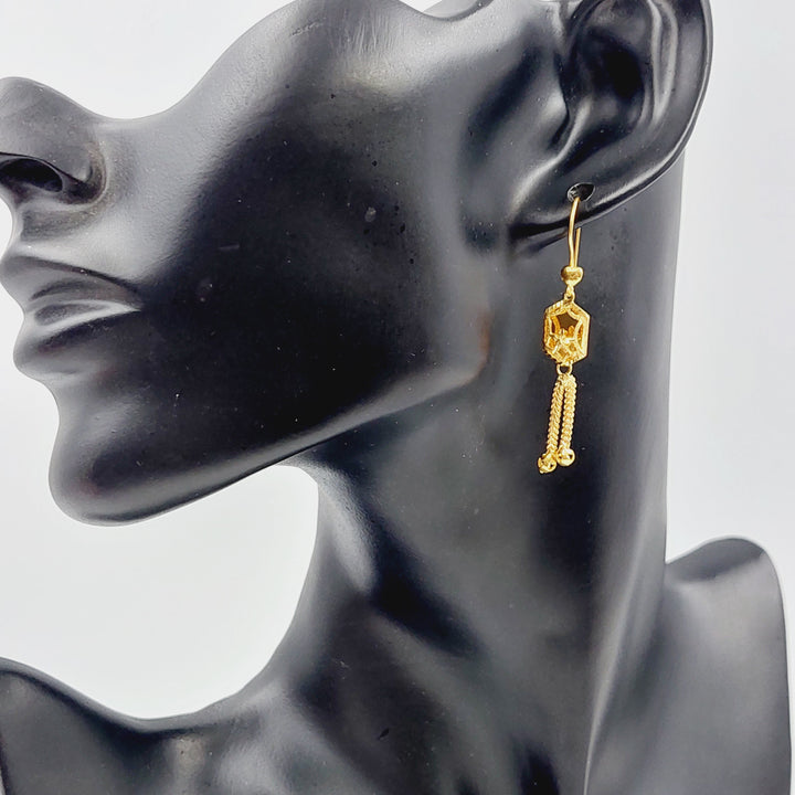 21K Gold Kuwaiti Earrings by Saeed Jewelry - Image 2