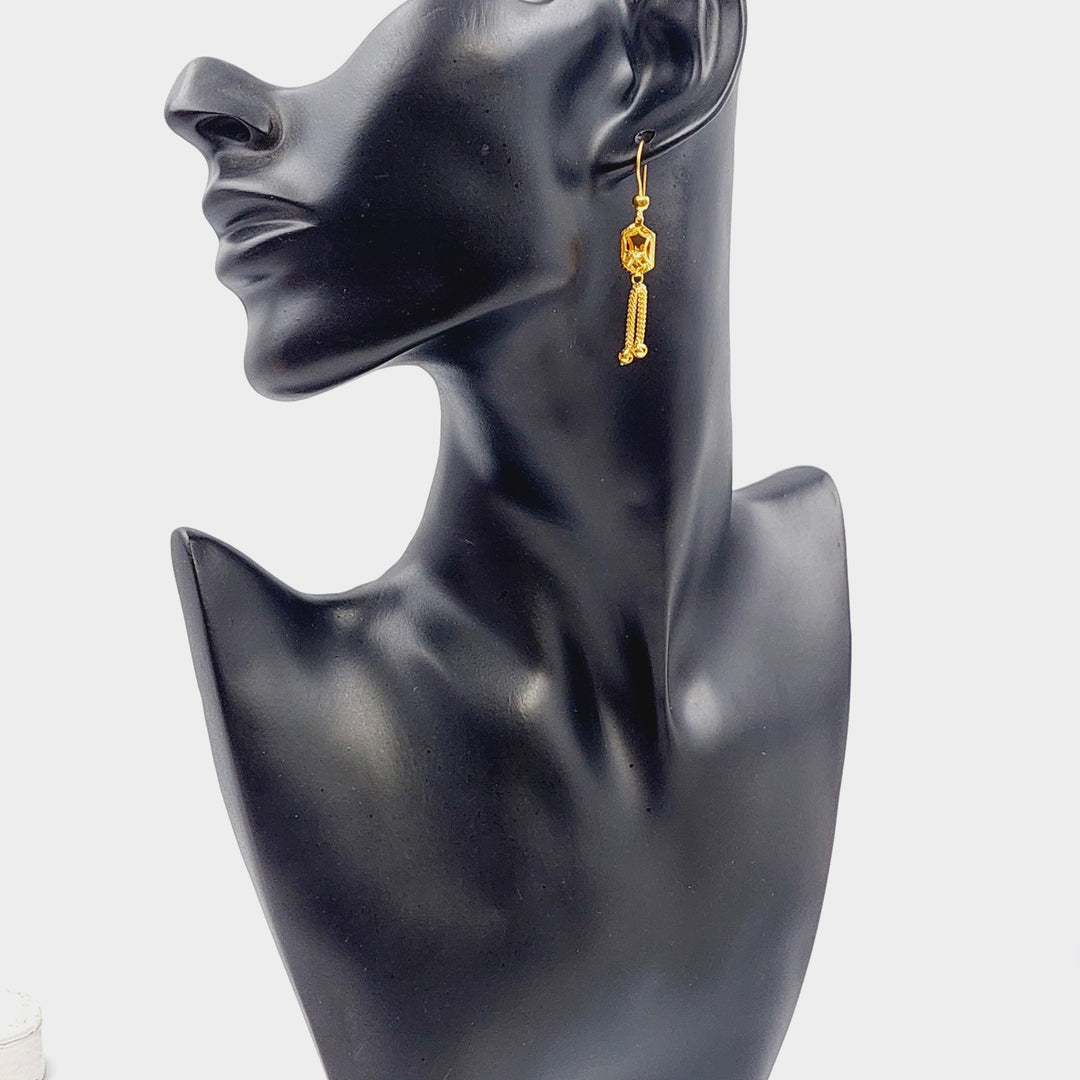 21K Kuwaiti Earrings Made of 21K Yellow Gold by Saeed Jewelry-26046