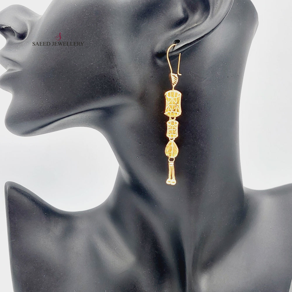 21K Gold Kuwaiti Earrings by Saeed Jewelry - Image 2