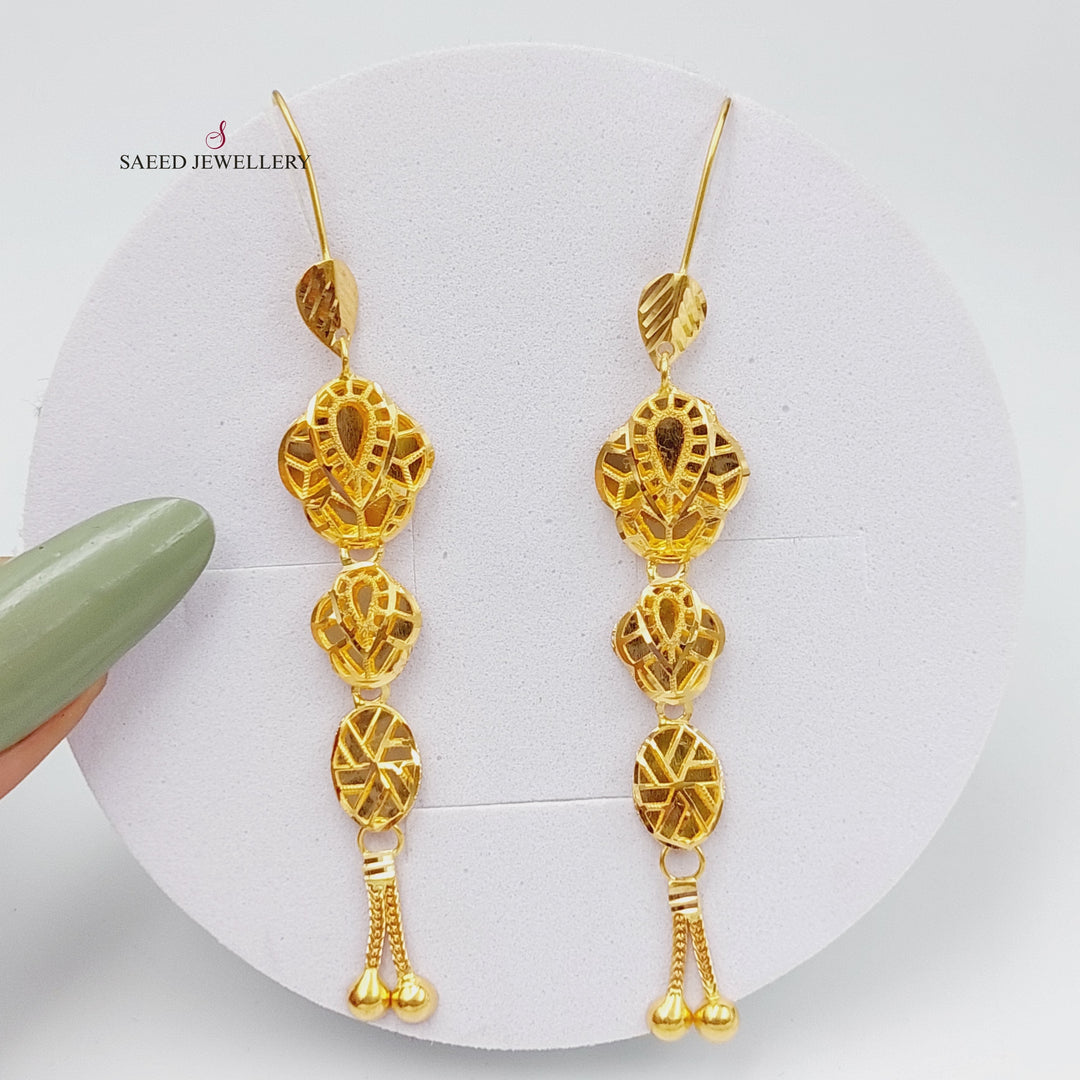 21K Gold Kuwaiti Earrings by Saeed Jewelry - Image 1