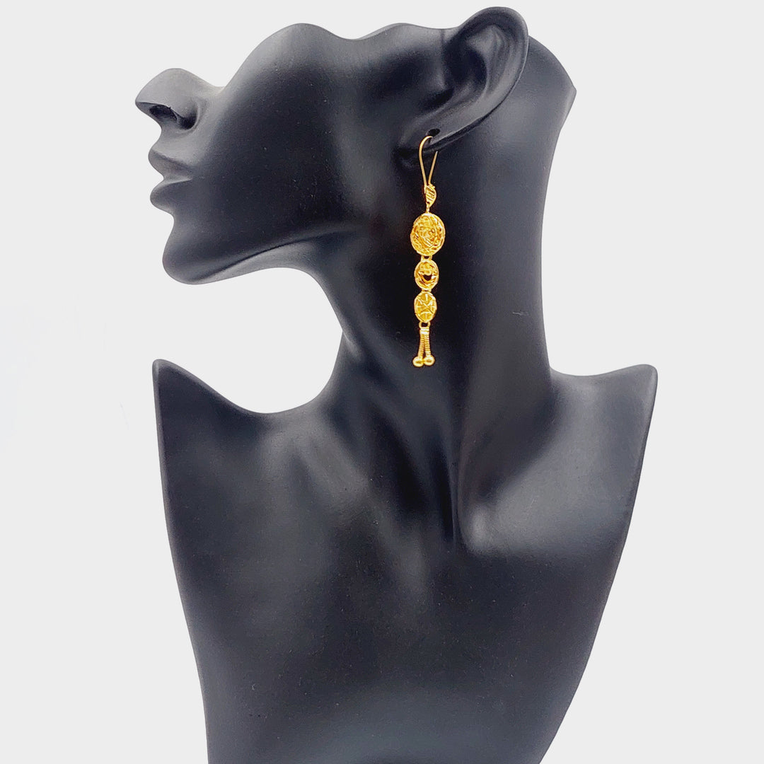 21K Gold Kuwaiti Earrings by Saeed Jewelry - Image 3