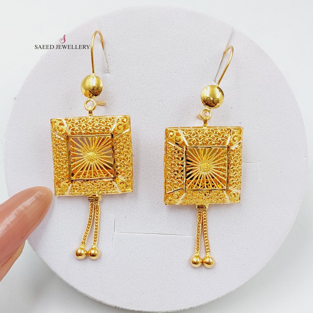 21K Gold Kuwaiti Earrings by Saeed Jewelry - Image 1