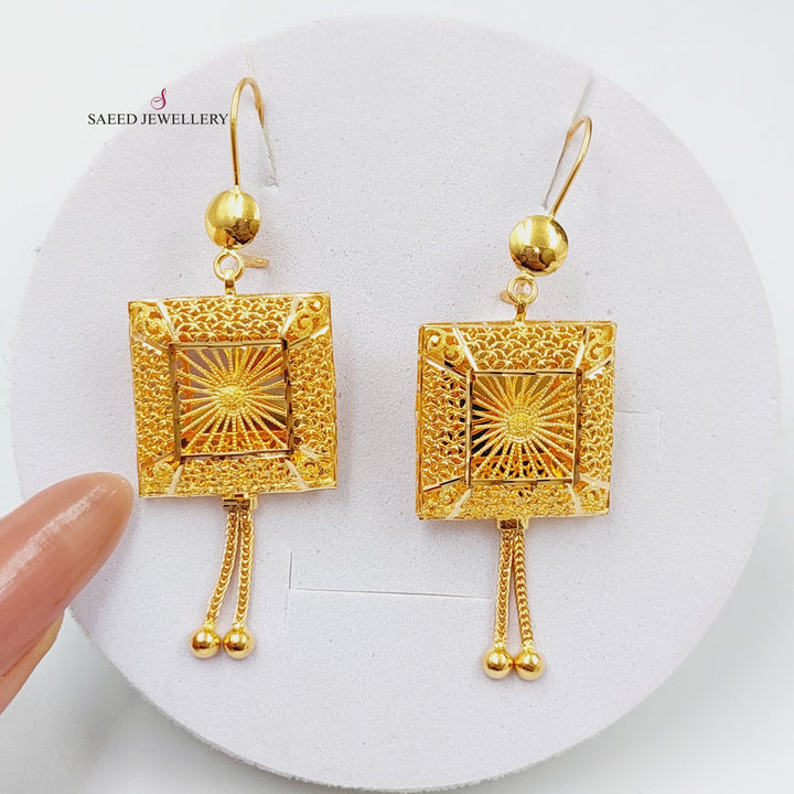 21K Gold Kuwaiti Earrings by Saeed Jewelry - Image 1