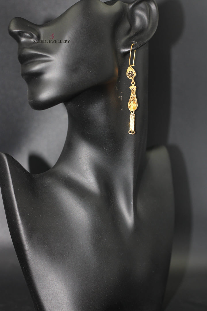 21K Gold Kuwaiti Earrings by Saeed Jewelry - Image 2