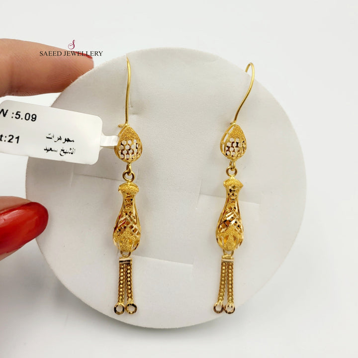 21K Gold Kuwaiti Earrings by Saeed Jewelry - Image 1