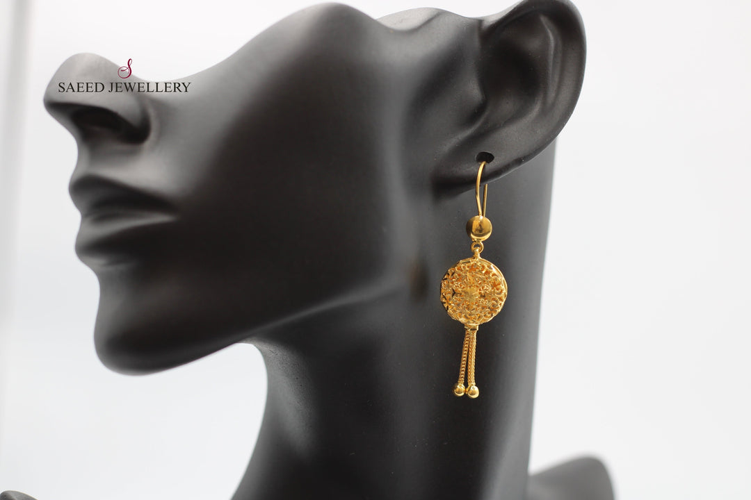 21K Gold Kuwaiti Earrings by Saeed Jewelry - Image 3