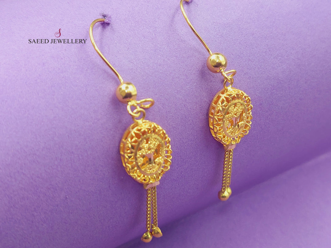 21K Gold Kuwaiti Earrings by Saeed Jewelry - Image 1