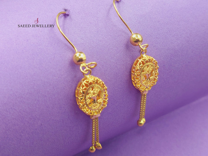 21K Gold Kuwaiti Earrings by Saeed Jewelry - Image 1