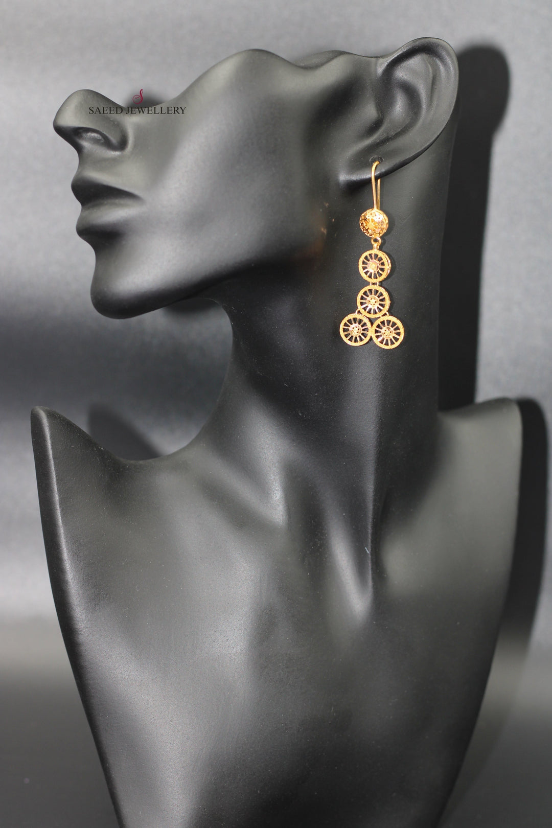 21K Gold Kuwaiti Earrings by Saeed Jewelry - Image 3