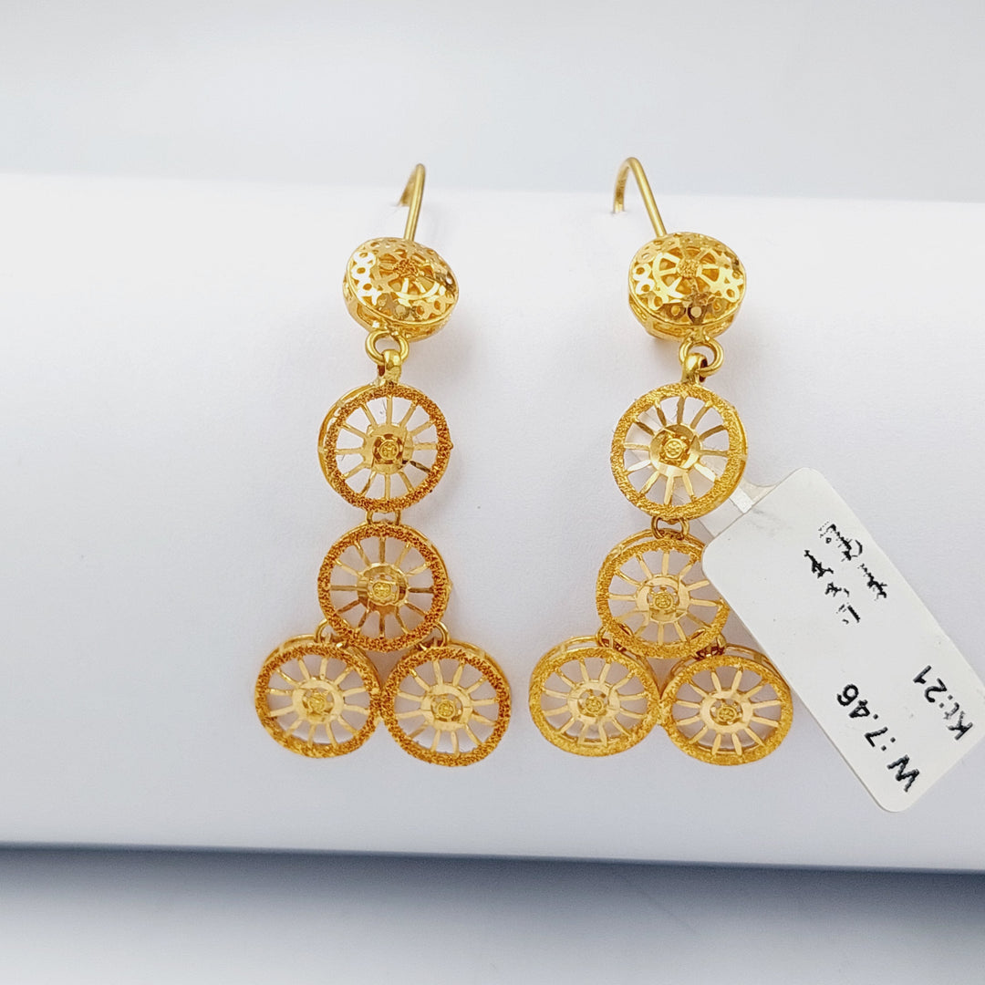 21K Gold Kuwaiti Earrings by Saeed Jewelry - Image 1