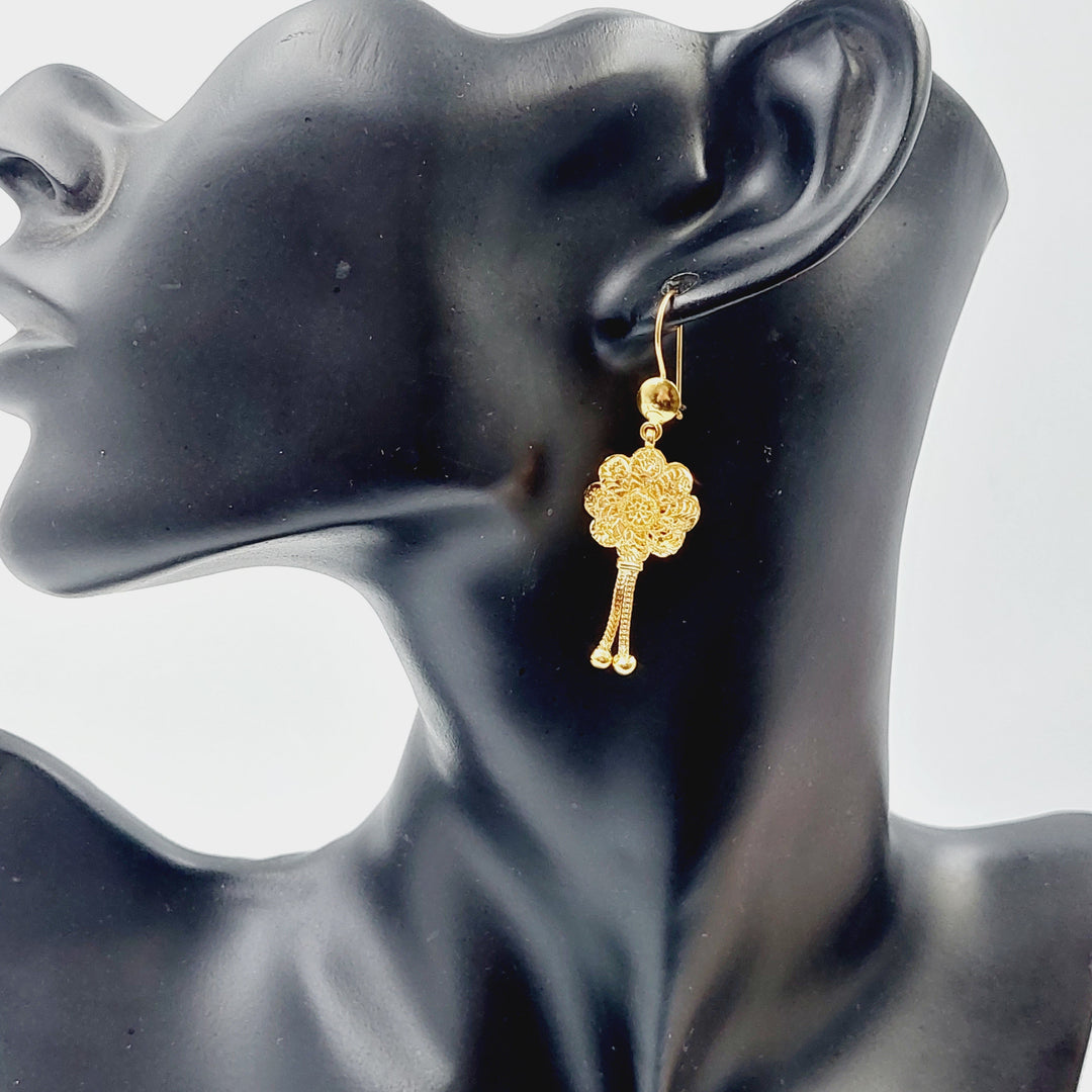 21K Gold Kuwaiti Earrings Rose by Saeed Jewelry - Image 2