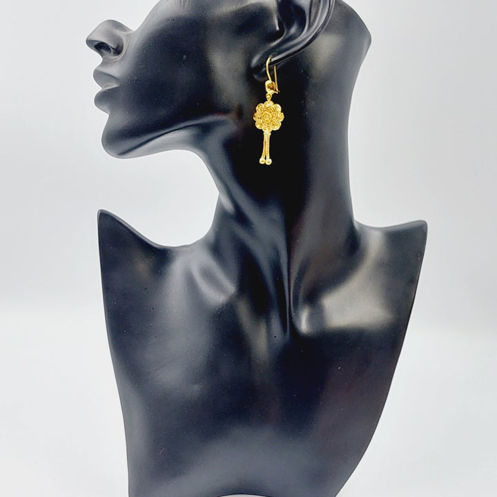 21K Gold Kuwaiti Earrings Rose by Saeed Jewelry - Image 3