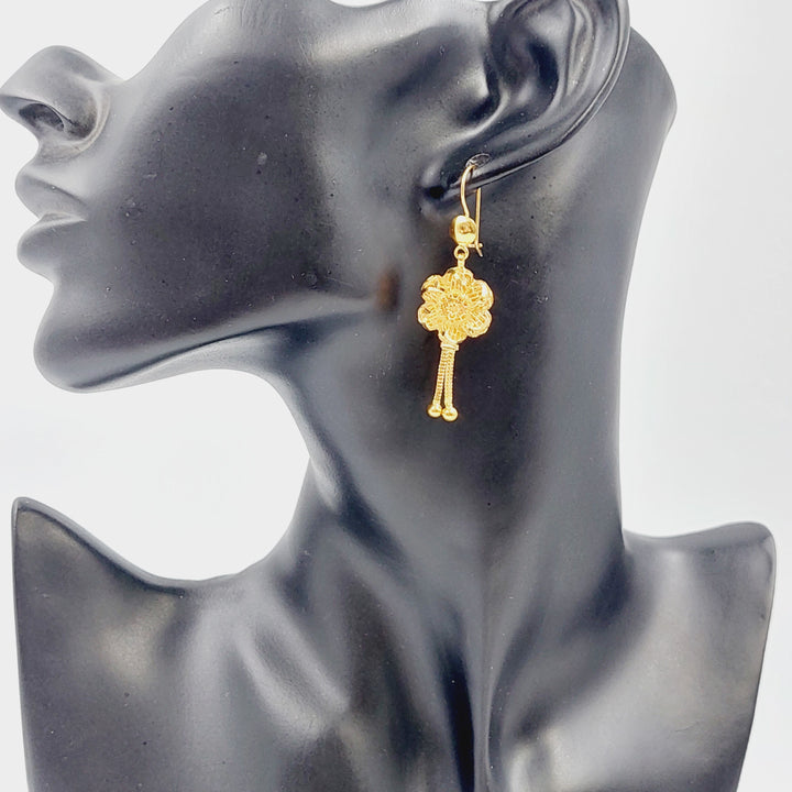 21K Gold Kuwaiti Earrings Rose by Saeed Jewelry - Image 2