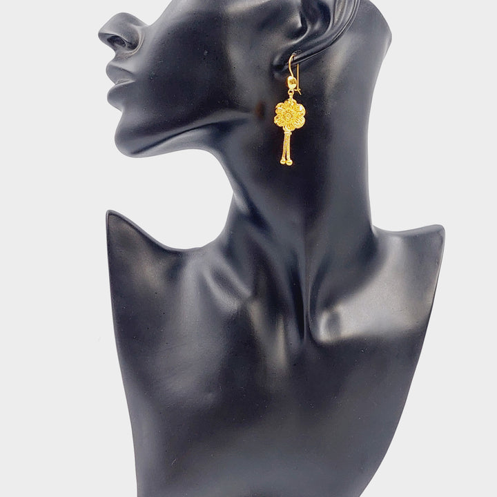 21K Gold Kuwaiti Earrings Rose by Saeed Jewelry - Image 3