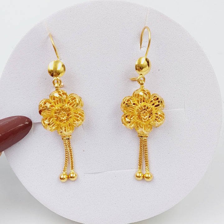 21K Gold Kuwaiti Earrings Rose by Saeed Jewelry - Image 1