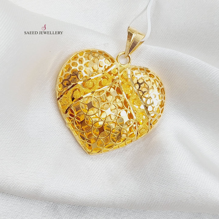 21K Gold Kuwaiti Heart Pendant by Saeed Jewelry - Image 4