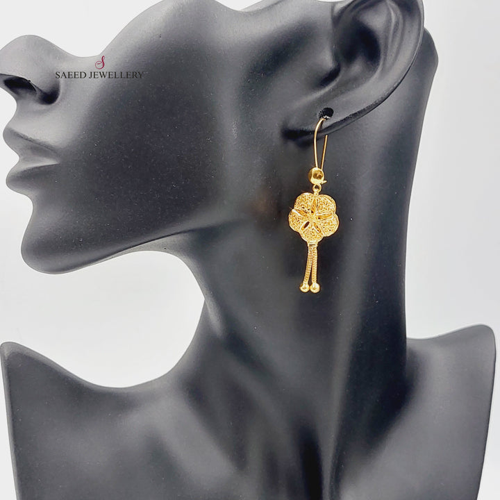 21K Gold Kuwaiti Rose Earrings by Saeed Jewelry - Image 2