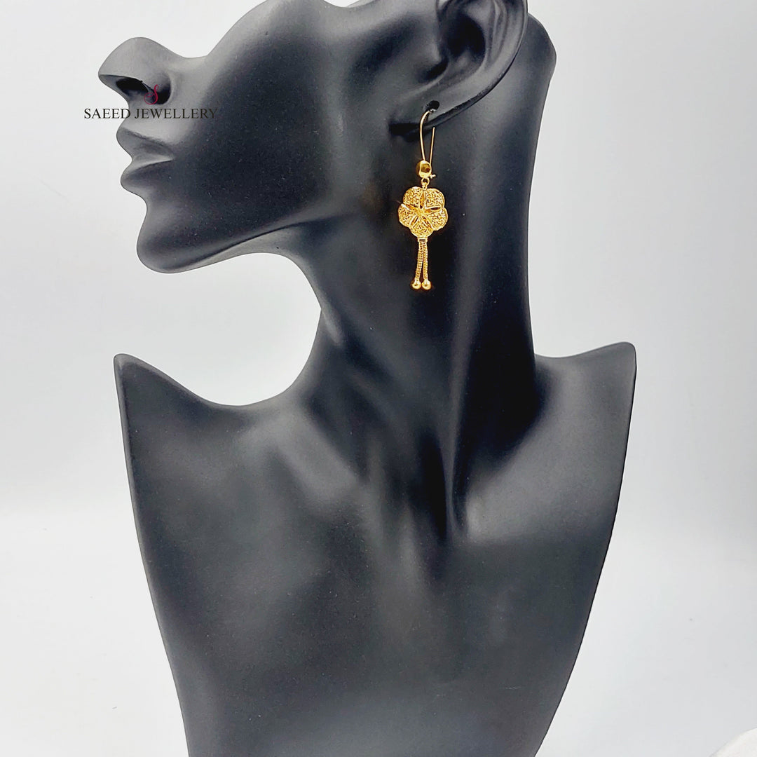 21K Gold Kuwaiti Rose Earrings by Saeed Jewelry - Image 3