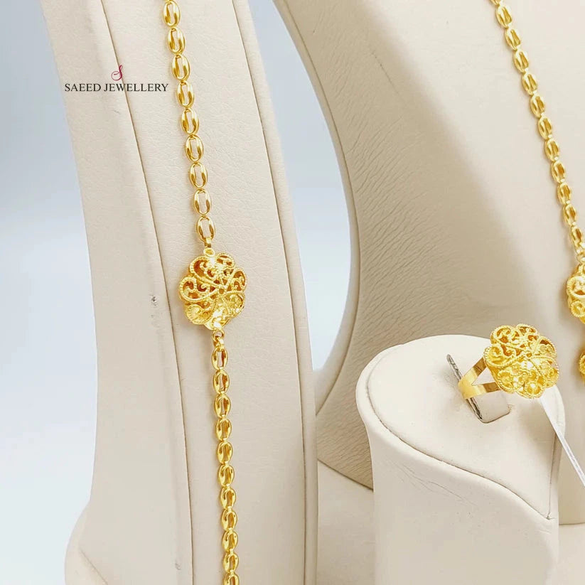 21K Gold Four Pieces Kuwaiti Set by Saeed Jewelry - Image 9