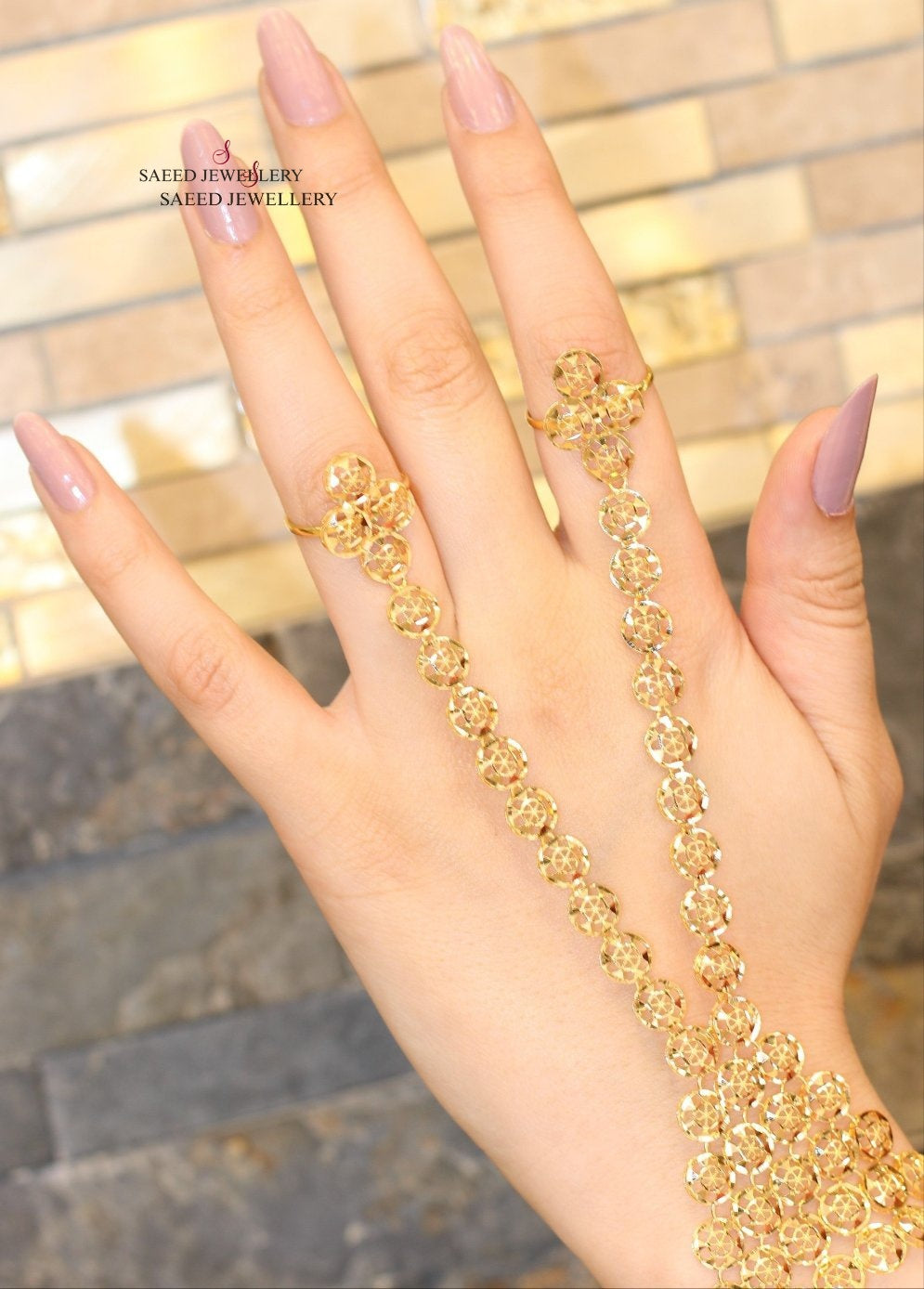21K Gold Kuwaity Hand Bracelet by Saeed Jewelry - Image 2