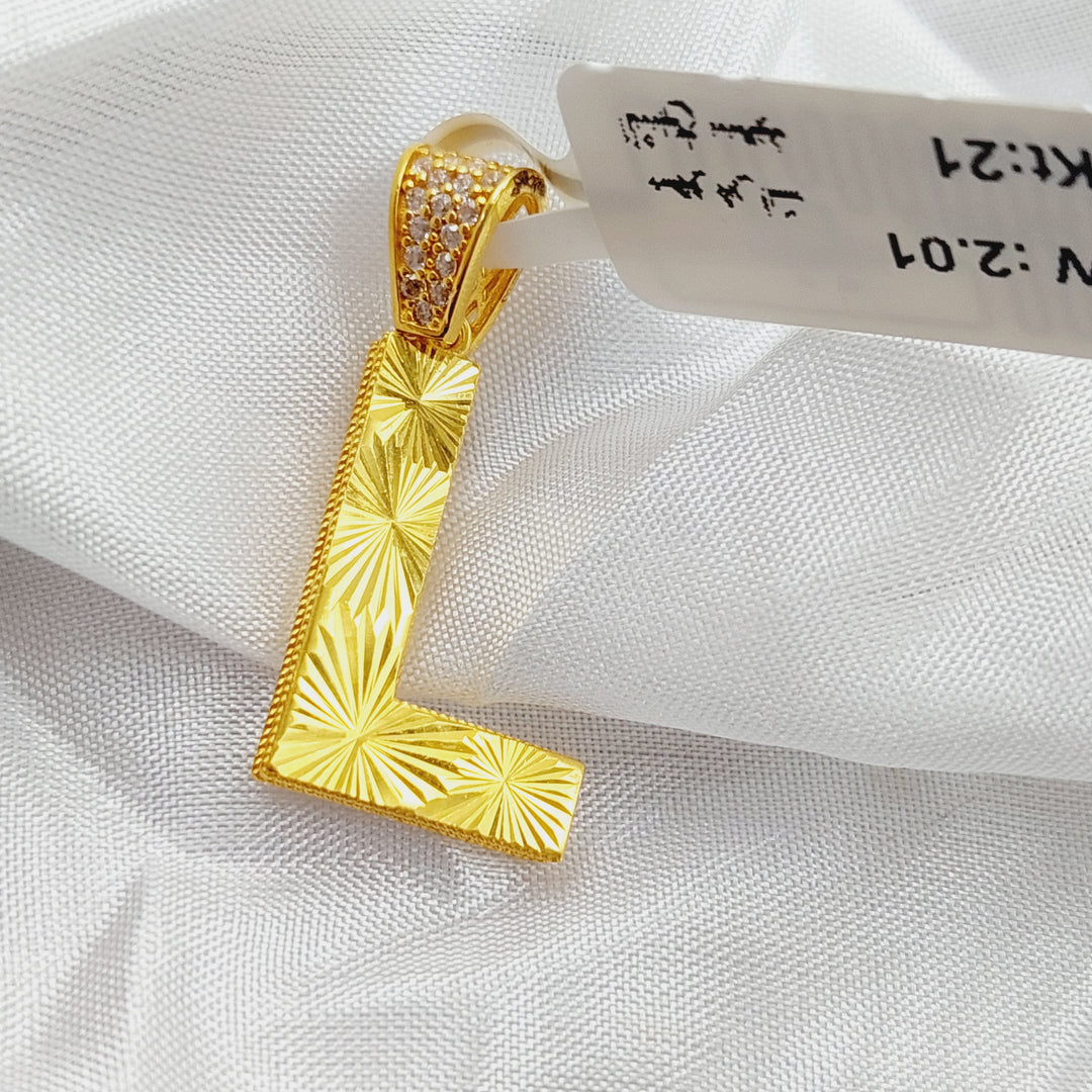 21K Gold L Letter Pendant by Saeed Jewelry - Image 7