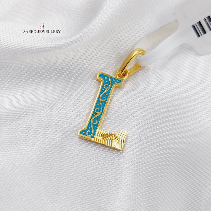 21K Gold L Letter Pendant by Saeed Jewelry - Image 3