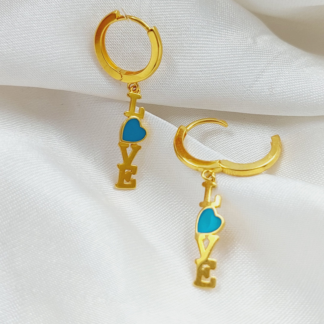 21K Gold LOVE Earrings by Saeed Jewelry - Image 1