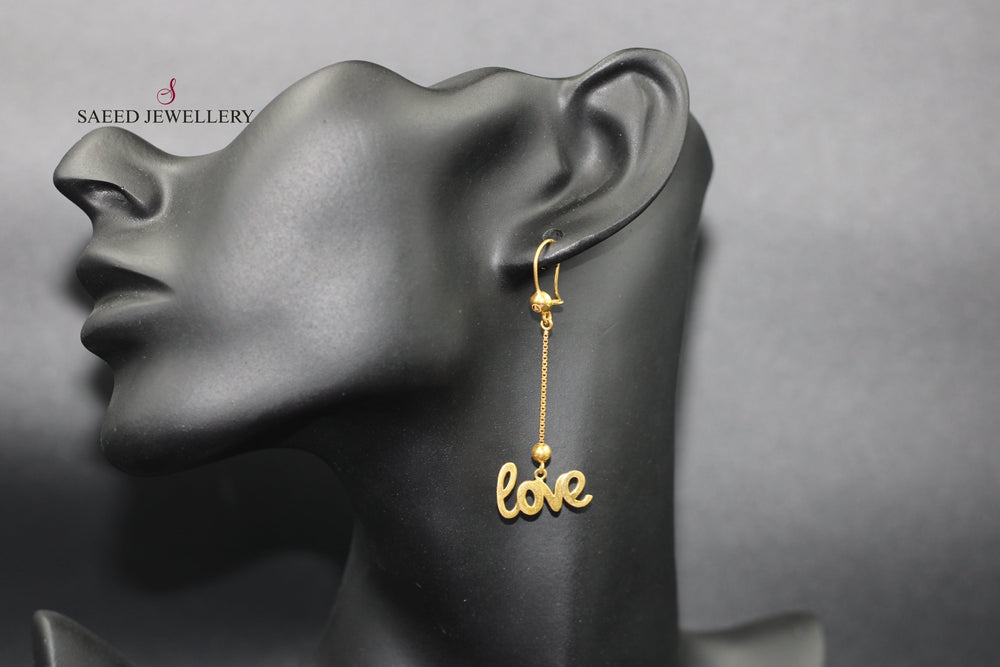 21K Gold LOVE Earrings by Saeed Jewelry - Image 2