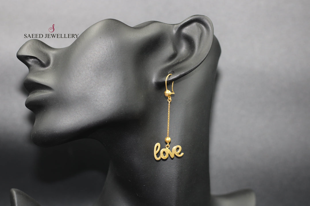 21K Gold LOVE Earrings by Saeed Jewelry - Image 6