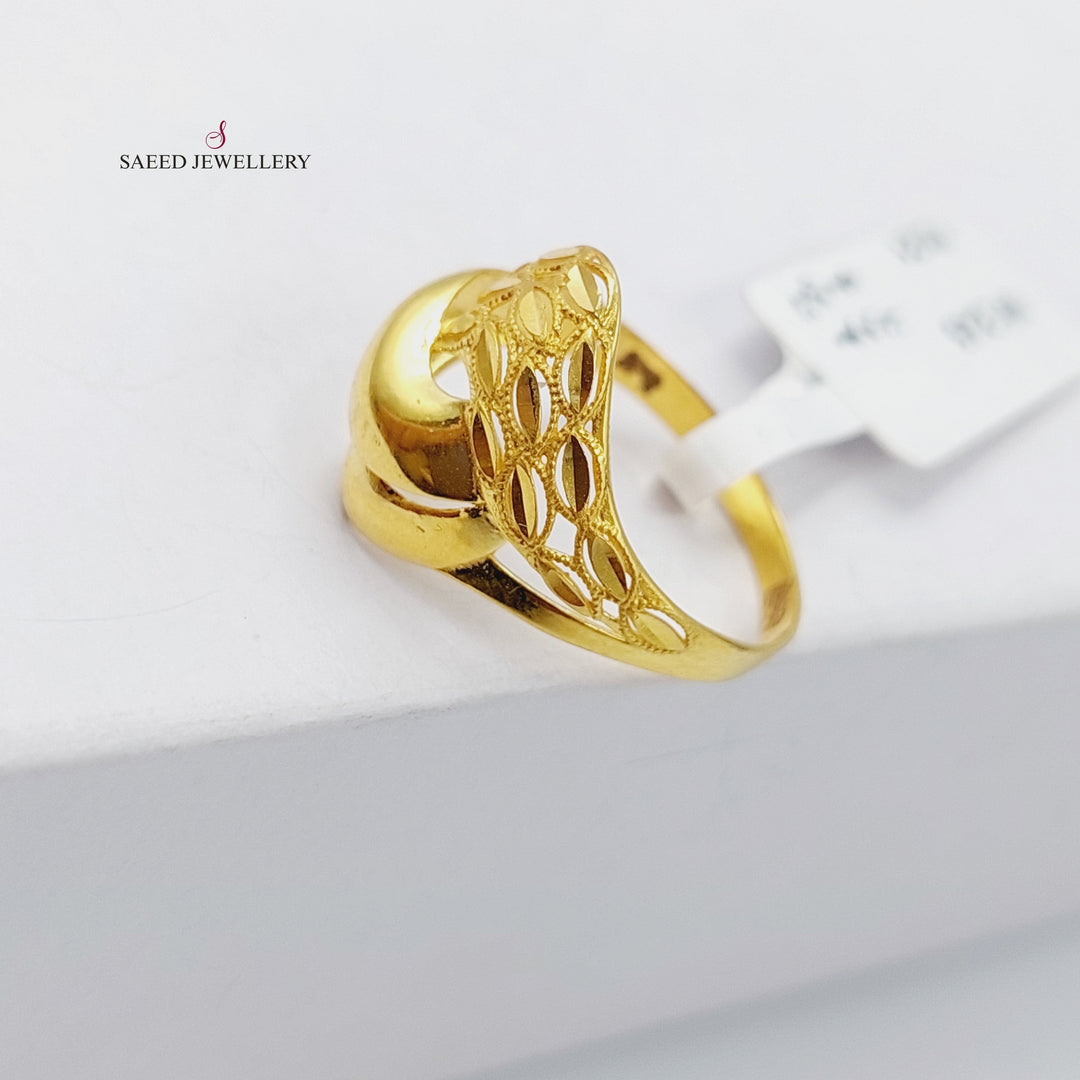 21K Laser Ring Made of 21K Yellow Gold by Saeed Jewelry-خاتم-ليزر-1