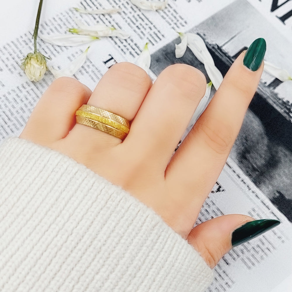 21K Laser Wedding Ring Made of 21K Yellow Gold by Saeed Jewelry-26146