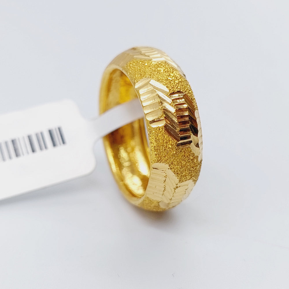 21K Laser Wedding Ring Made of 21K Yellow Gold by Saeed Jewelry-ذبلة-ليزر-1