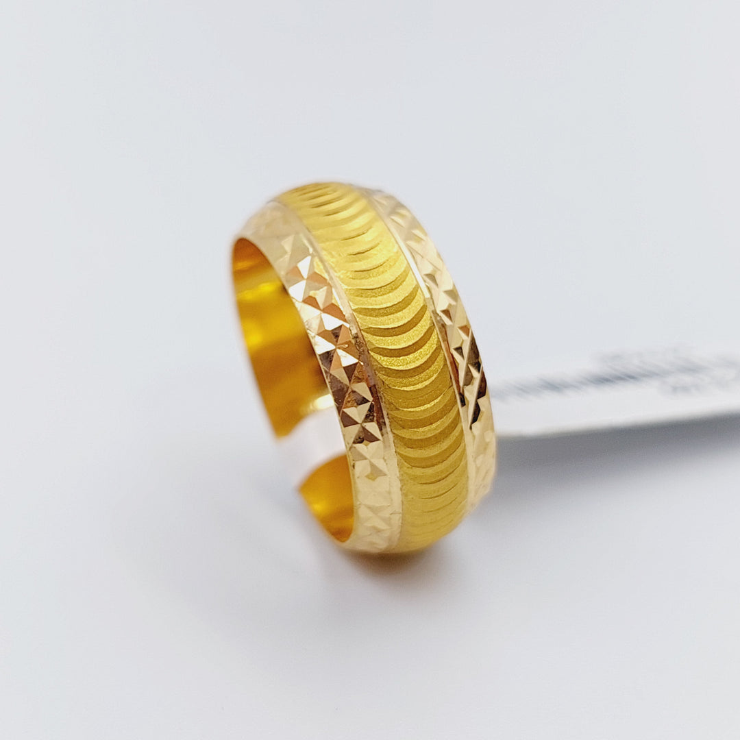 21K Laser Wedding Ring Made of 21K Yellow Gold by Saeed Jewelry-ذبلة-ليزر-2