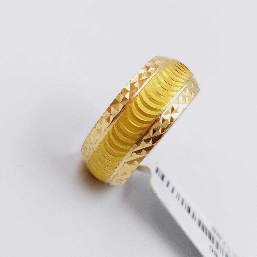 21K Laser Wedding Ring Made of 21K Yellow Gold by Saeed Jewelry-ذبلة-ليزر-2