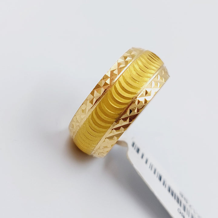 21K Laser Wedding Ring Made of 21K Yellow Gold by Saeed Jewelry-ذبلة-ليزر-2