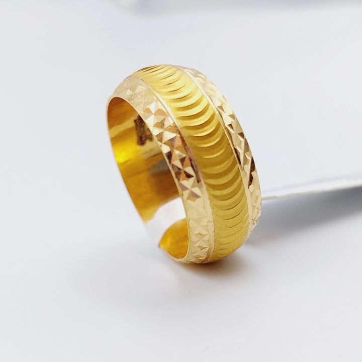 21K Laser Wedding Ring Made of 21K Yellow Gold by Saeed Jewelry-ذبلة-ليزر-2