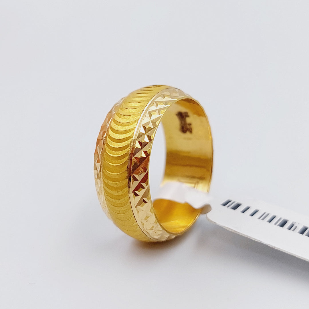 21K Laser Wedding Ring Made of 21K Yellow Gold by Saeed Jewelry-ذبلة-ليزر-2