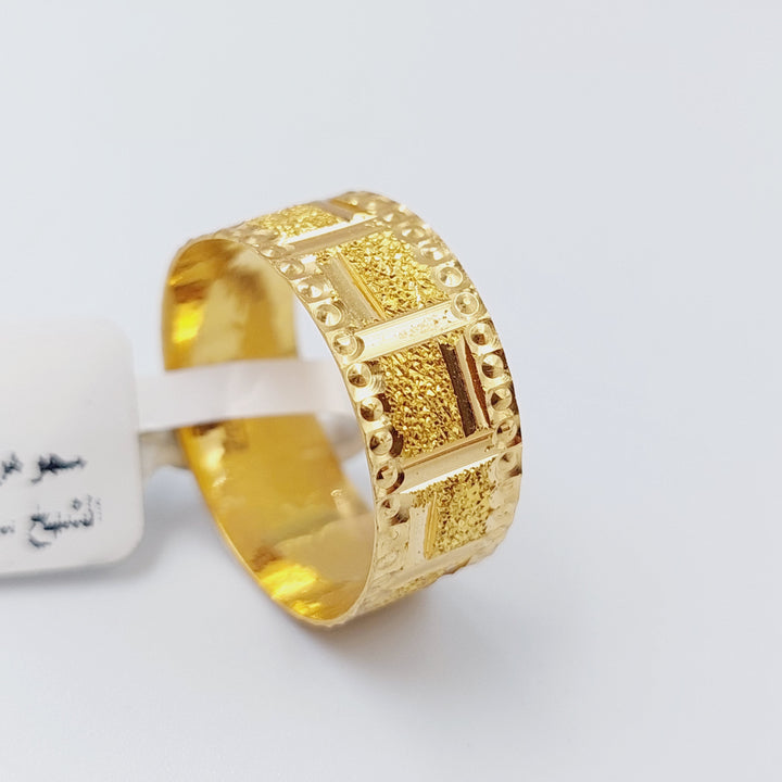 21K Laser Wedding Ring Made of 21K Yellow Gold by Saeed Jewelry-ذبلة-محلي