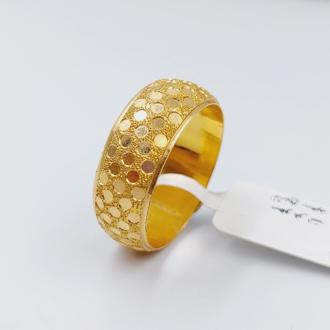 21K Laser Wedding Ring Made of 21K Yellow Gold by Saeed Jewelry-ذبله-ليزر