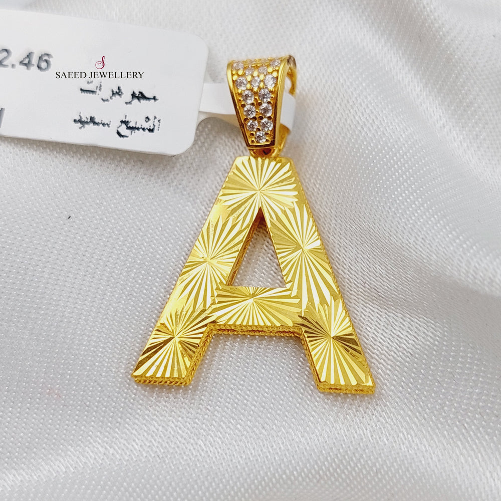 21K Gold Letter A Pendant by Saeed Jewelry - Image 2