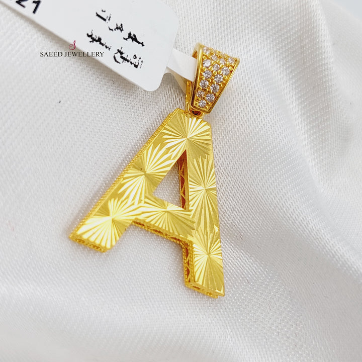 21K Gold Letter A Pendant by Saeed Jewelry - Image 1