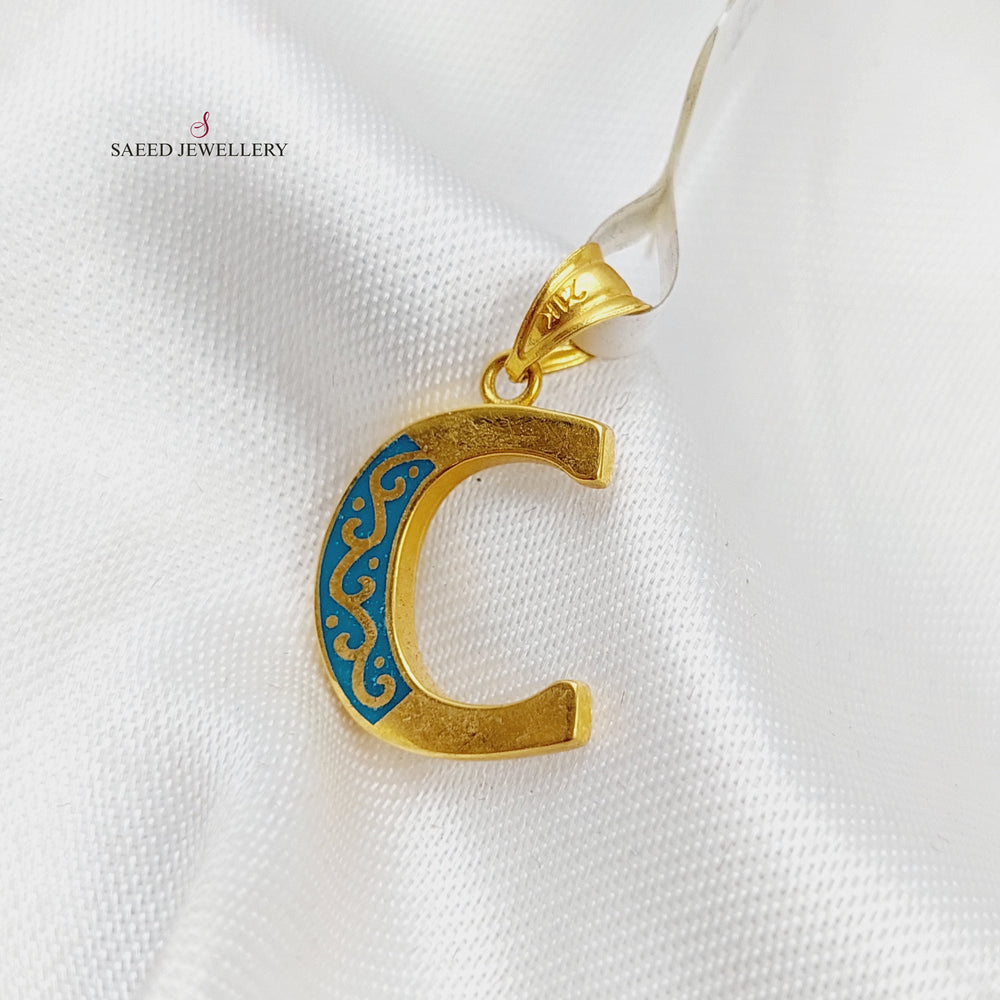 21K Gold Letter C Pendant by Saeed Jewelry - Image 2