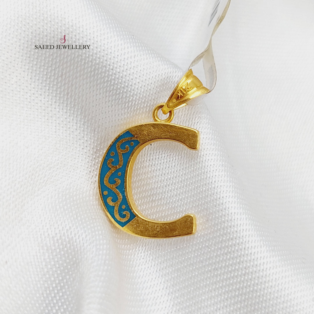 21K Gold Letter C Pendant by Saeed Jewelry - Image 1