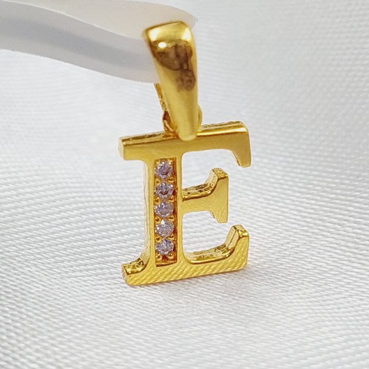 21K Gold Letter E Pendant by Saeed Jewelry - Image 3