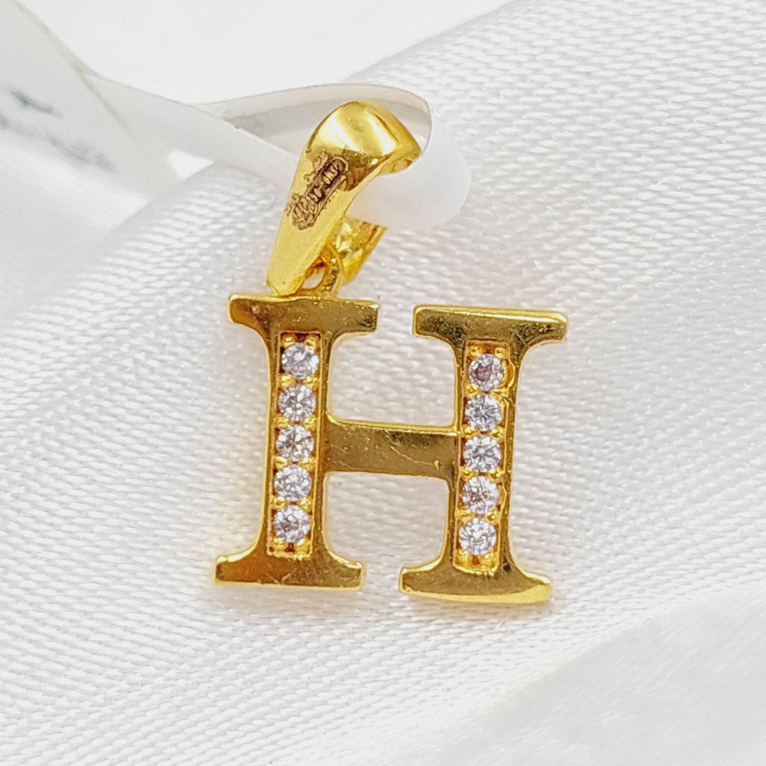 21K Gold Letter H Pendant by Saeed Jewelry - Image 9