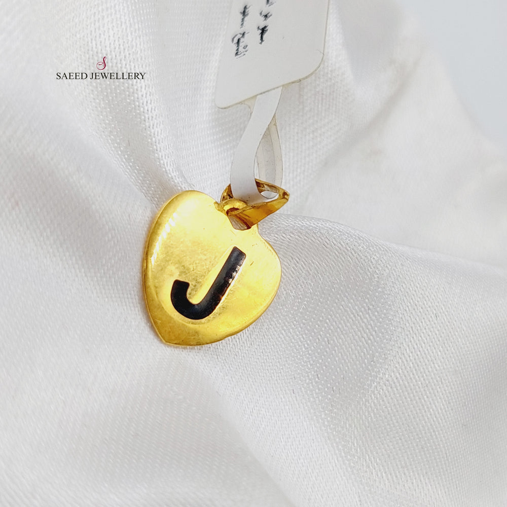 21K Gold Letter J Pendant by Saeed Jewelry - Image 2