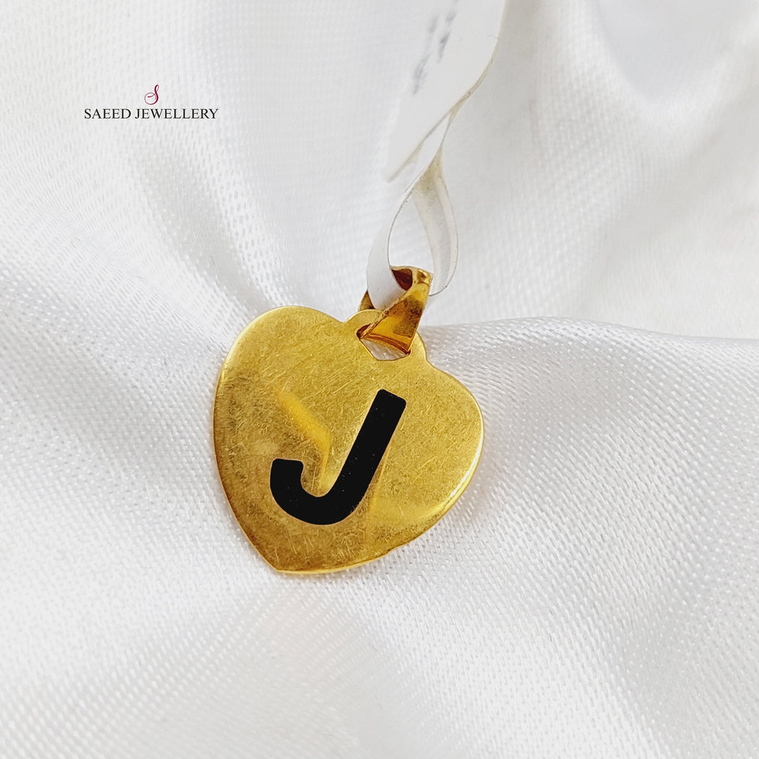 21K Gold Letter J Pendant by Saeed Jewelry - Image 1