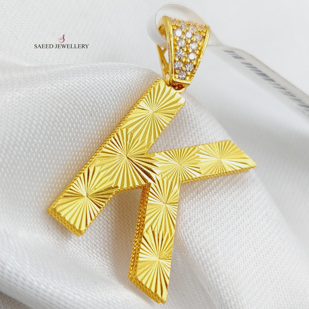 21K Gold Letter K Pendant by Saeed Jewelry - Image 1