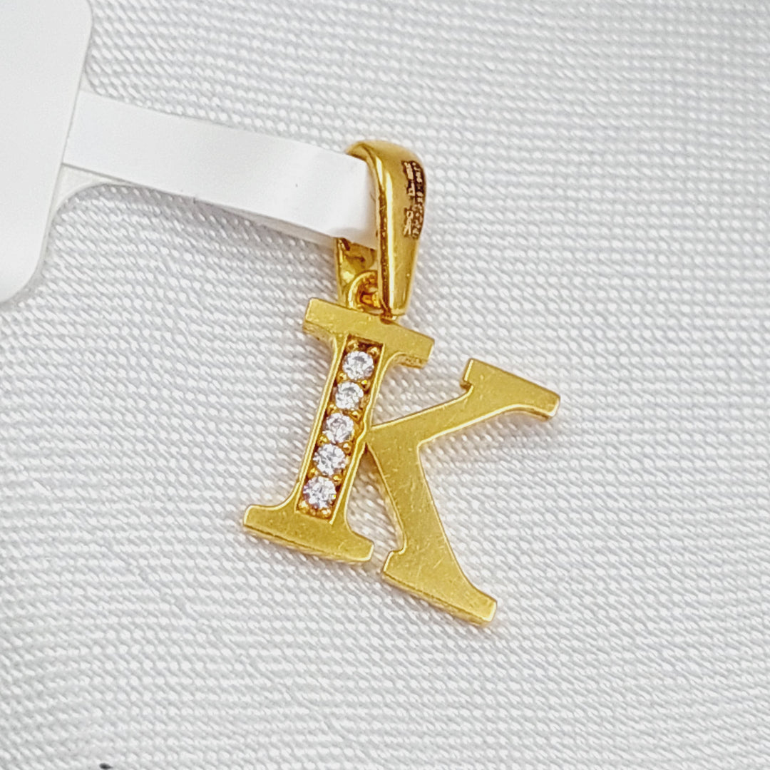 21K Gold Letter K Pendant by Saeed Jewelry - Image 4