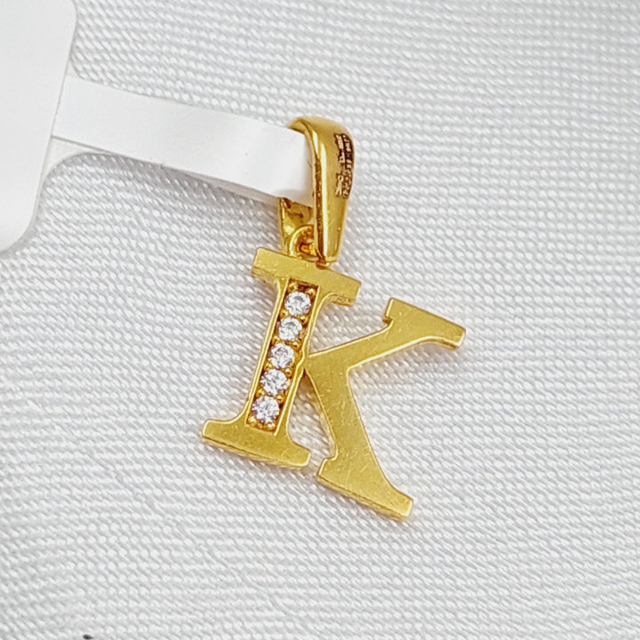 21K Gold Letter K Pendant by Saeed Jewelry - Image 4